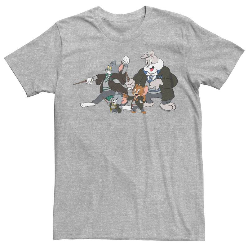 アニメキャラクター レディース トップス Tシャツ グラフィック Licensed Character Men Tom And Jerry In Harry Potter Uniforms Graphic Tee Athletic Heather ヘザー