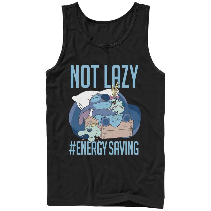 ディズニー レディース トップス Tシャツ グラフィック Disney Lilo \u0026 Stitch Men Not Lazy Energy Savingraphic Tank Top Black ブラック