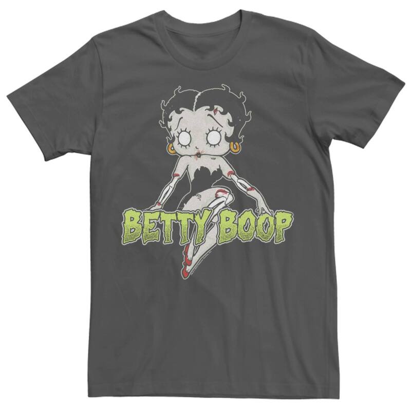 アニメキャラクター レディース トップス Tシャツ グラフィック Licensed Character Men Betty Boop Halloween Zombie Graphic Tee Charcoal チャコール