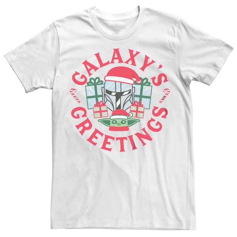 アニメキャラクター レディース トップス Tシャツ グラフィック Licensed Character Men The Mandalorian Galaxy Greetings Graphic Tee White ホワイト