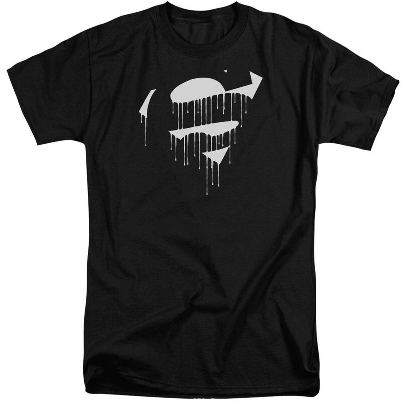 アニメ文字記号 レディース トップス プルオーバー トール Licensed Character Superman Dripping Shield Short Sleeve Adultall T-shirt Black 黒いこと
