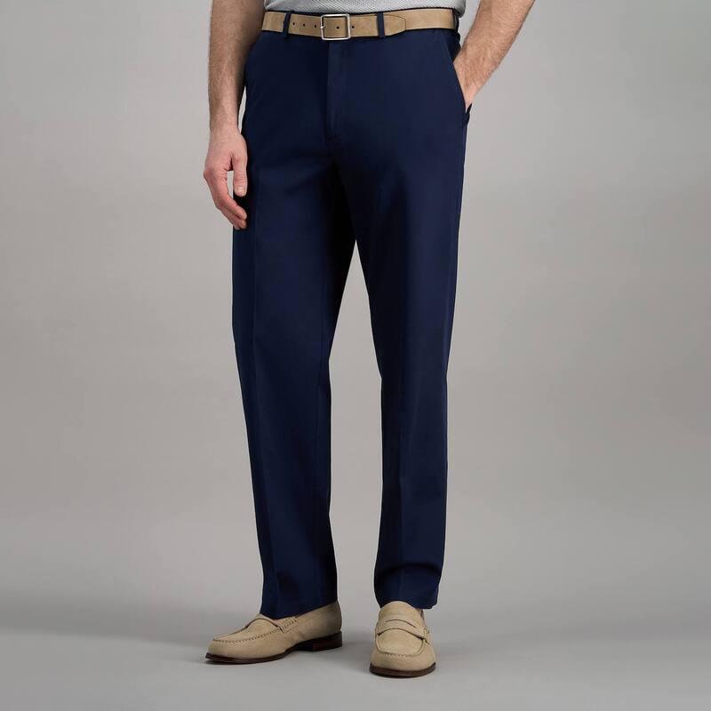 ハガー レディース ボトムス カジュアルパンツ Men's HaggarWrinkle Free Performance Khaki Classic Fit Flat Front Pant Dark Navy ネイビー|ReVida 店