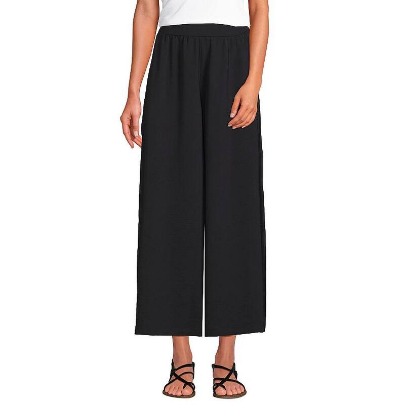 ランズ挙げ句の果て レディース ボトムス 心地好いズボン下 トール Women\u0027s Tallands\u0027 End Creaseless High Rise Palazzo Cropants Black 黒いこと