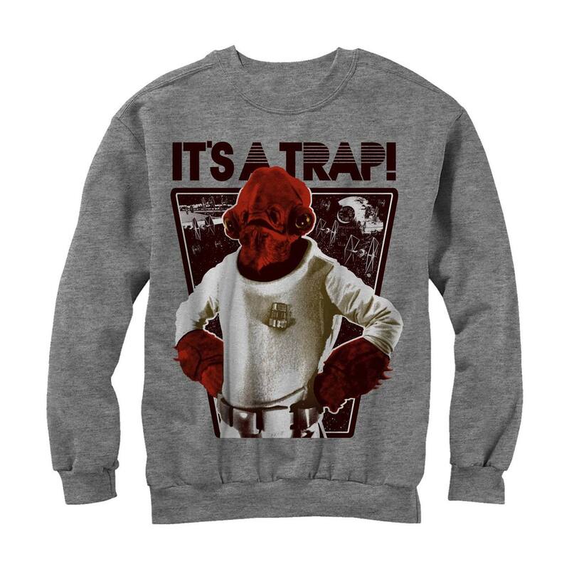 アニメ文字記号 レディース トップス プルオーバー 流汗 Licensed Character Men\u0027star Wars Ackbar It\u0027s A Trap Sweatshirt Athletic Heather ギョリュウモドキ