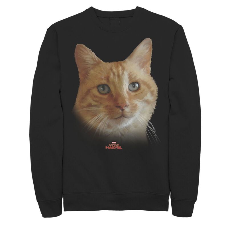 マーベル レディース トップス プルオーバー 流汗 旗がしら グース Men\u0027s Marvel Captain Marvel Goose Cat Face Portrait Sweatshirt Black 黒いこと