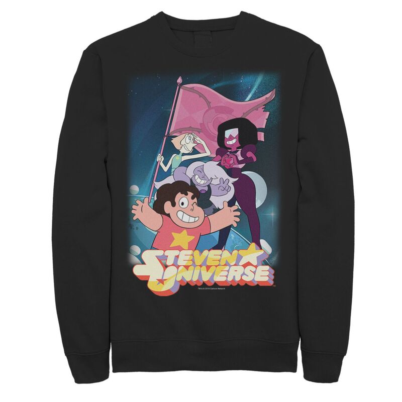 アニメ文字記号 レディース トップス プルオーバー 流汗 Licensed Character Men\u0027s Cartoonetwork Steven Universe Team Flag Poster Sweatshirt Black 黒いこと
