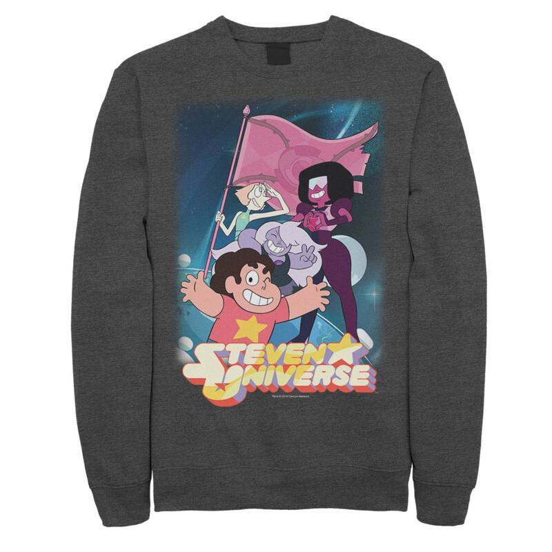 アニメ文字記号 レディース トップス プルオーバー 汗水 Licensed Character Men\u0027s Cartoonetwork Steven Universe Team Flag Poster Sweatshirt Charcoal Heather 濃灰色