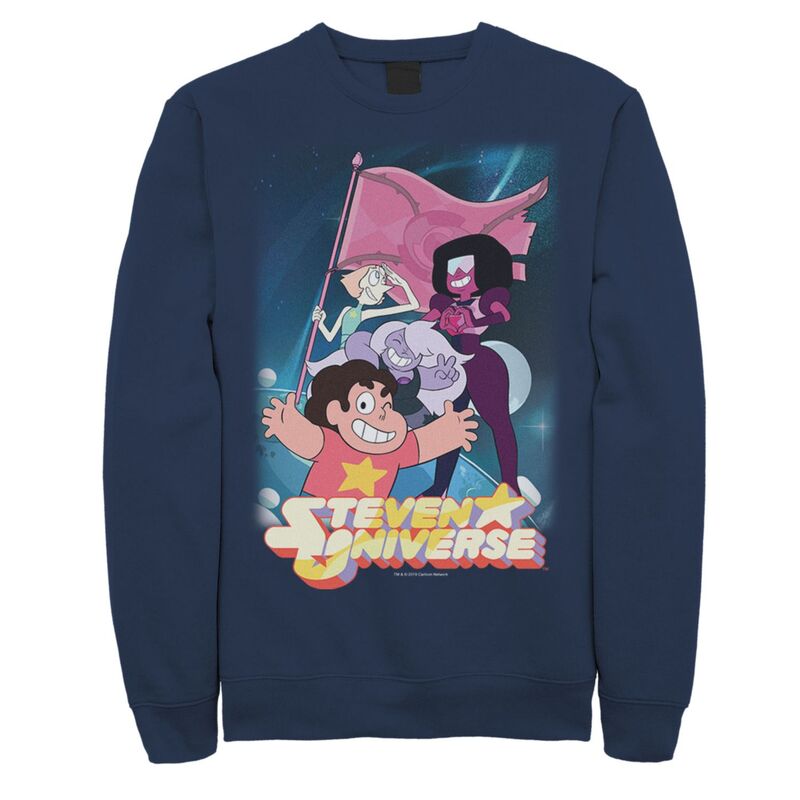 アニメ文字記号 レディース トップス プルオーバー 流汗 Licensed Character Men\u0027s Cartoonetwork Steven Universe Team Flag Poster Sweatshirt Navy 米国海軍