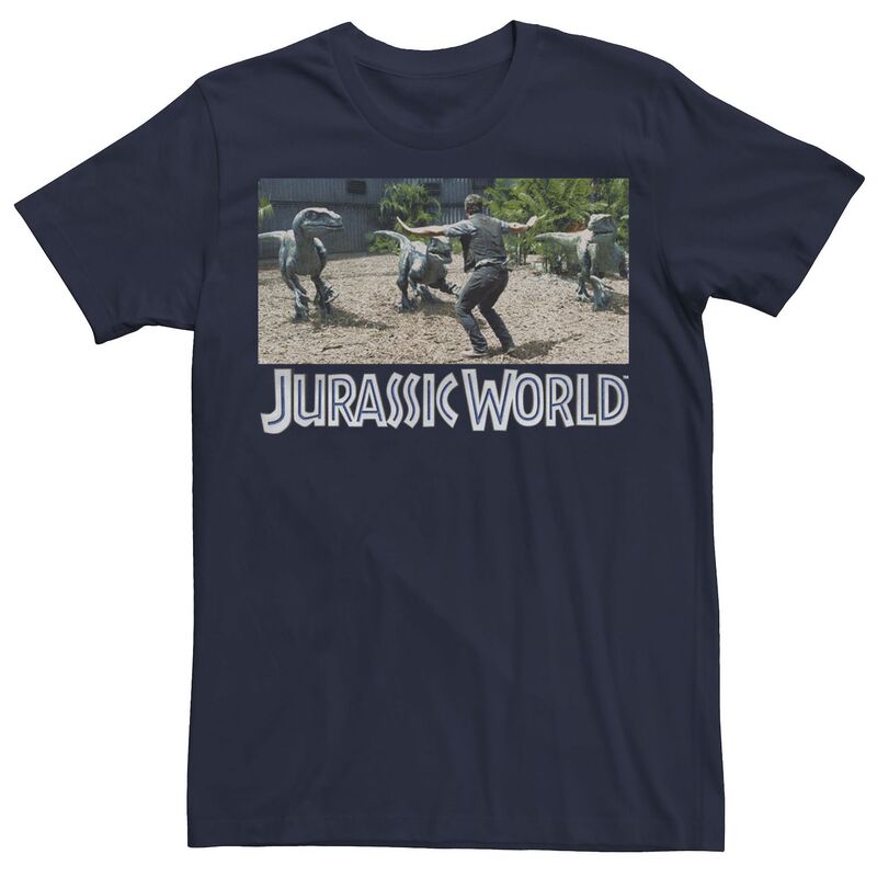 アニメキャラクター レディース トップス Tシャツ グラフィック Licensed Character Men's Jurassic World Owen Raptor Pack Trainer Graphic Tee Navy ネイビー｜ReVida 店