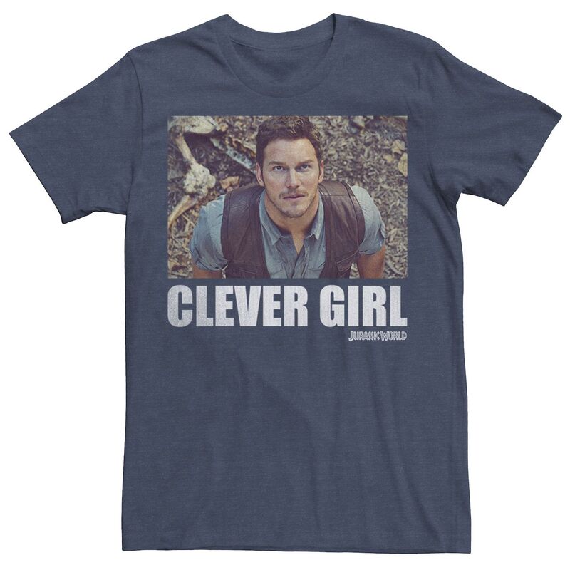アニメキャラクター レディース トップス Tシャツ グラフィック Licensed Character Men Jurassic World Clever Girl Owen Movie Still Graphic Tee Navy Heather ヘザー