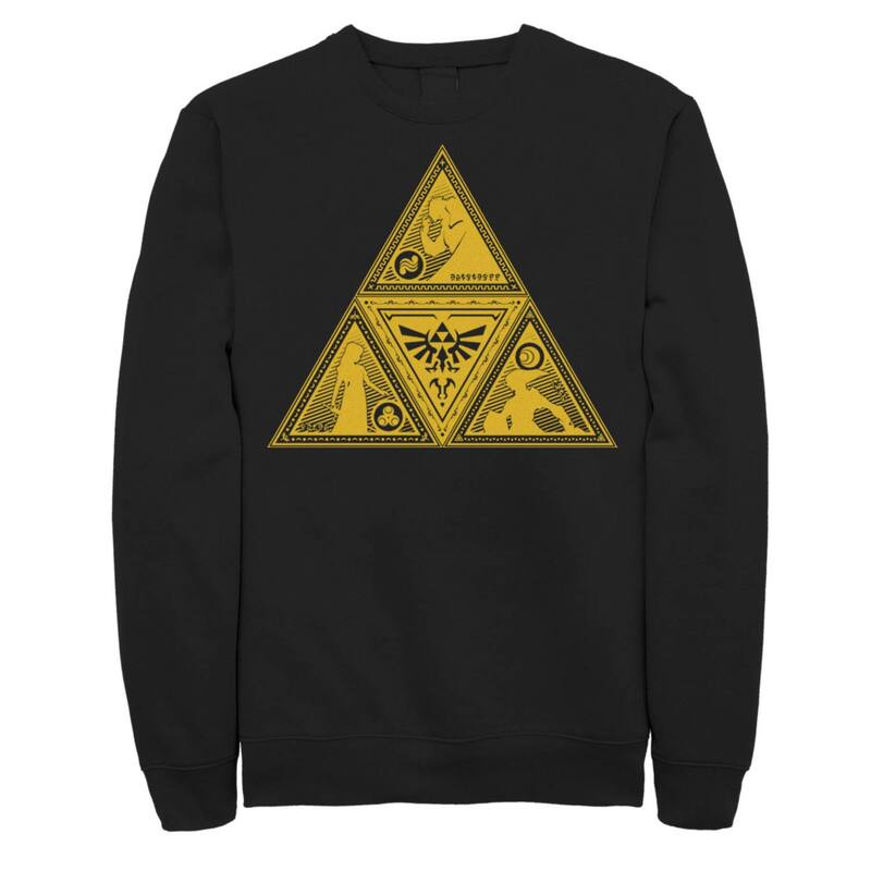 アニメ文字記号 レディース トップス ティーシャツ 流汗 Licensed Character Men\u0027s Nintendo Legend Of Zelda Triforce Character Silhouette Fill Sweatshirt Black 黒いこと レディースファッション-トップス-Tシャツ・カットソー