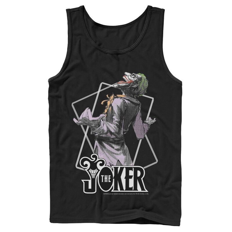 アニメキャラクター レディース トップス Tシャツ Licensed Character Men DComics The Joker Card Outline Tank Top Black ブラック