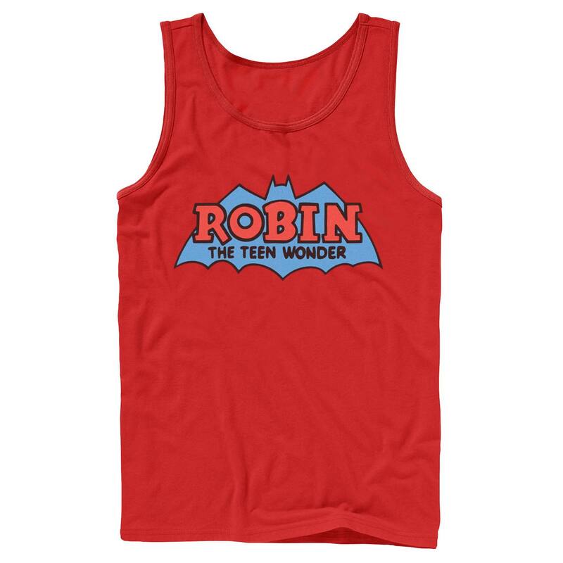 アニメキャラクター レディース トップス Tシャツ ロゴ Licensed Character Men DComics Robin The Teen Wonder Classic Logo Tank Top Red レッド