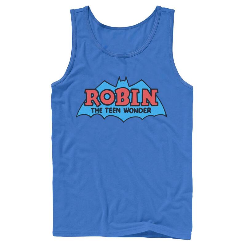 アニメキャラクター レディース トップス Tシャツ ロゴ Licensed Character Men DComics Robin The Teen Wonder Classic Logo Tank Top Royal