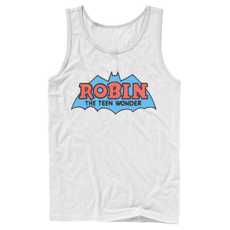 アニメキャラクター レディース トップス Tシャツ ロゴ Licensed Character Men DComics Robin The Teen Wonder Classic Logo Tank Top White ホワイト