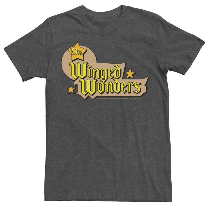 アニメキャラクター レディース トップス Tシャツ ロゴ Licensed Character Men DComics The Winged Wonders Text Logo Tee Charcoal Heather チャコール