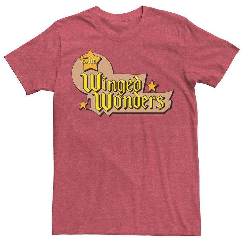 アニメキャラクター レディース トップス Tシャツ ロゴ Licensed Character Men DComics The Winged Wonders Text Logo Tee Red Heather ヘザー