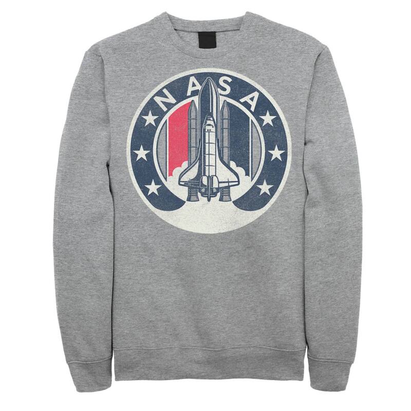 アニメ文字記号 レディース トップス プルオーバー 汗水 Licensed Character Men\u0027s NASA Rocket Launch Star Circle Sweatshirt Athletic Heather ギョリュウモドキ
