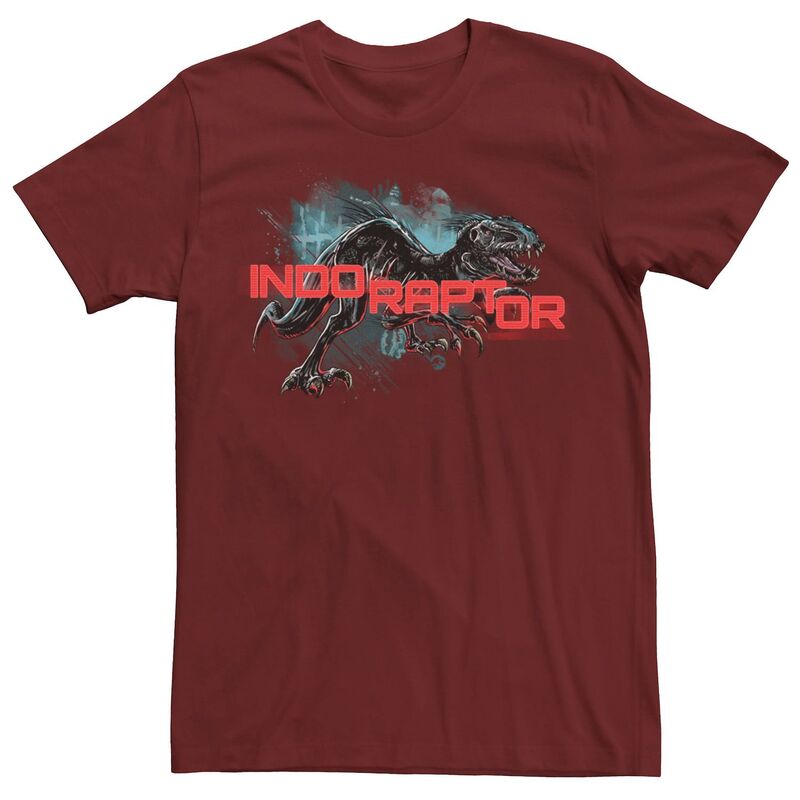 アニメキャラクター レディース トップス Tシャツ Licensed Character Men Jurassic World Indo Raptor Splatter Portraitee Cardinal