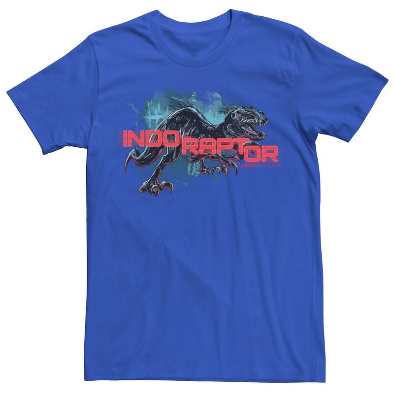 アニメキャラクター レディース トップス Tシャツ Licensed Character Men Jurassic World Indo Raptor Splatter Portraitee Royal
