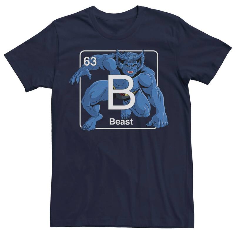 アニメキャラクター レディース トップス Tシャツ Licensed Character Men Marvel X-Men Beast Periodic Elementee Navy ネイビー