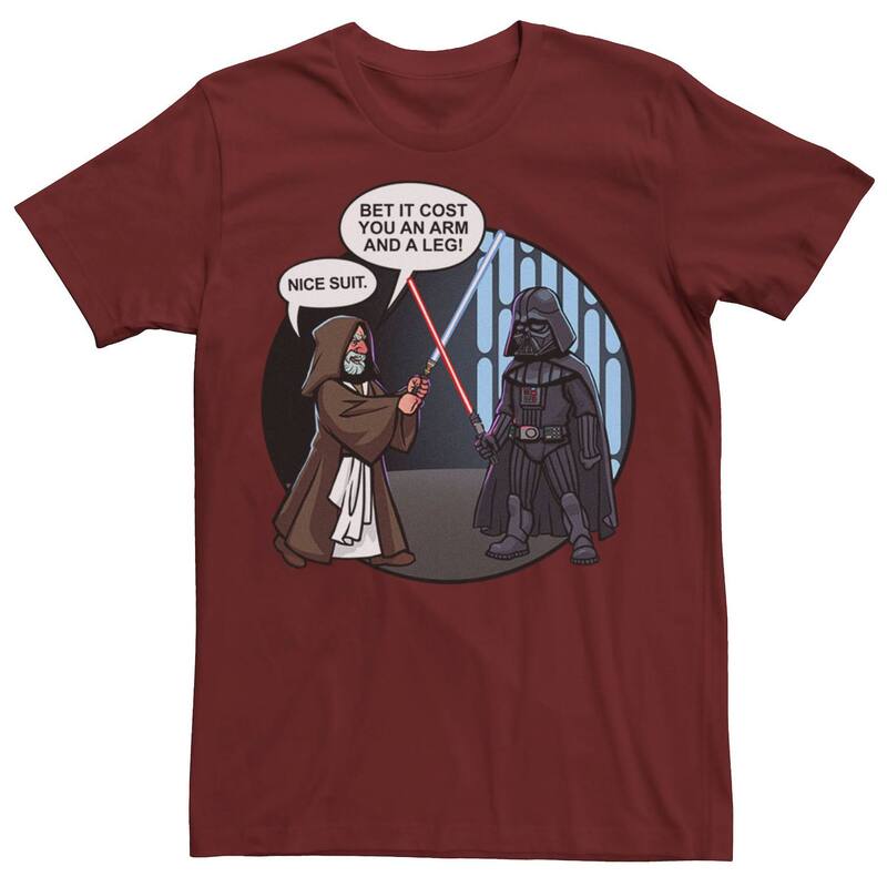 スター ウォーズ レディース トップス Tシャツ Mentar Wars Darth Vader \u0026 Obi-Wan Kenobi Nice Suitextee Cardinal