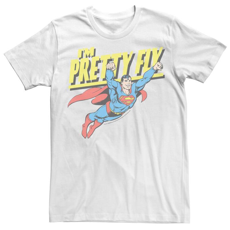 アニメキャラクター レディース トップス Tシャツ Licensed Character Men DComicsuperman Pretty Fly Poster Tee White ホワイト
