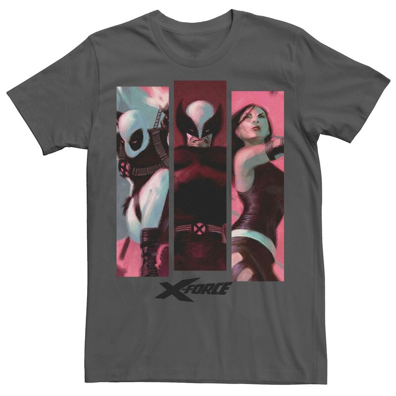 マーベル レディース トップス Tシャツ Men Marvel X-Force Trio Panels Tee Charcoal チャコール