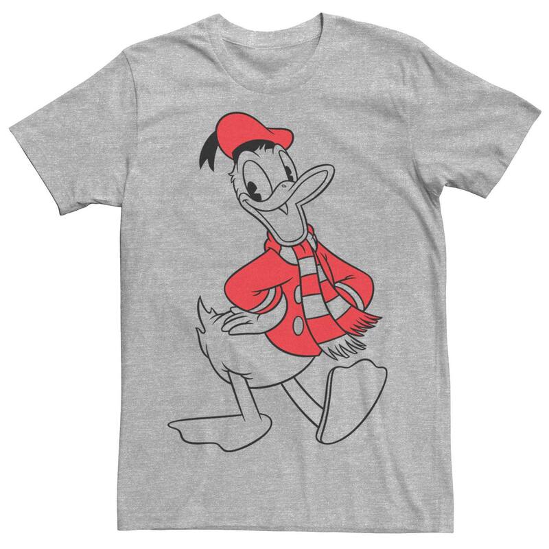 ディズニー レディース トップス Tシャツ Disney Donalduck Christmas Outline Men Tee Athletic Heather ヘザー