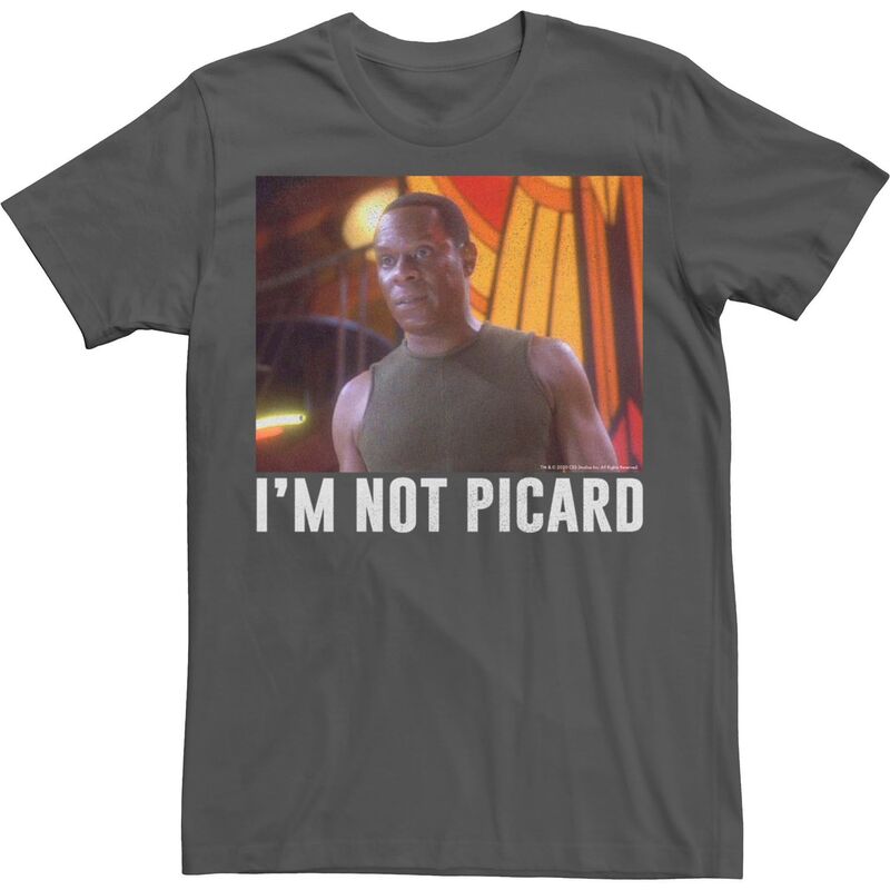 アニメキャラクター レディース トップス Tシャツ キャップ Licensed Character Mentar Trek: Deep Space Nine Captain Sisko Im Not Picard Tee Charcoal チャコール