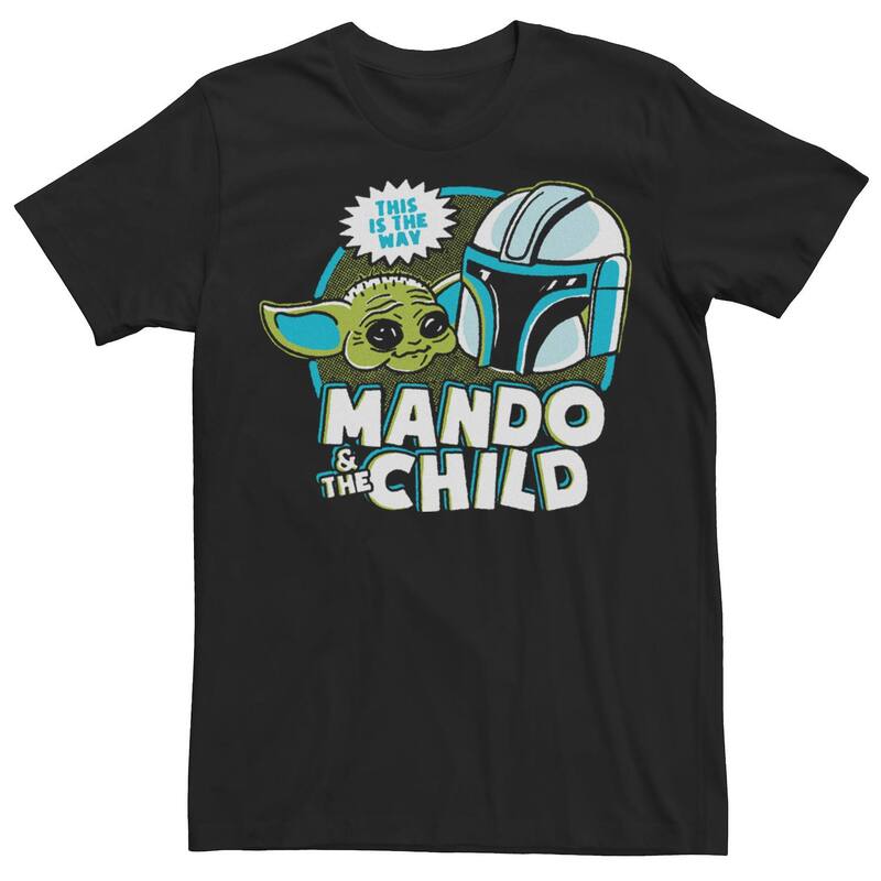 アニメキャラクター レディース トップス Tシャツ Licensed Character Mentar Wars: The Mandalorian \u0026 The Child Retro Cartoon Tee Black ブラック