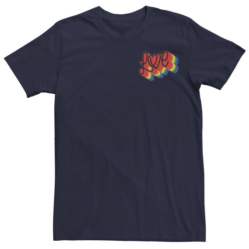 アニメキャラクター レディース トップス Tシャツ Licensed Character Men Love Retro Rainbow Tee Navy ネイビー