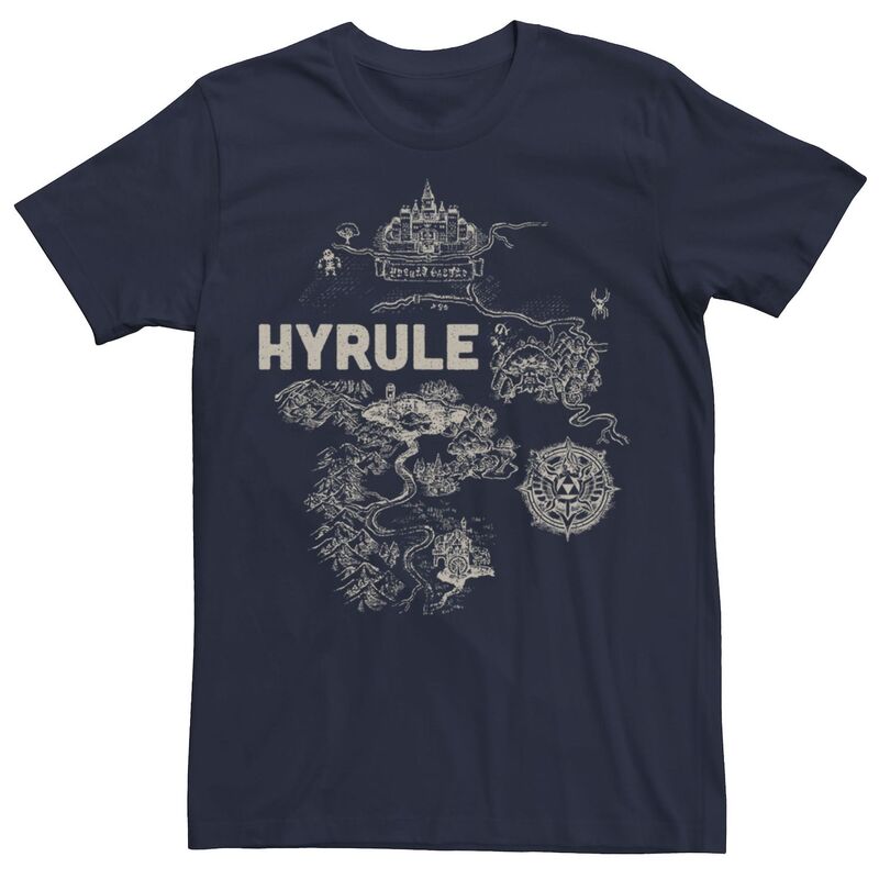 アニメキャラクター レディース トップス Tシャツ Licensed Character Men Nintendo The Legend Of Zelda Hyrule Map Tee Navy ネイビー