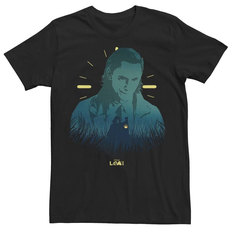 アニメキャラクター レディース トップス Tシャツ Licensed Character Men Marveloki Variant Loki Silhouettes Tee Black ブラック