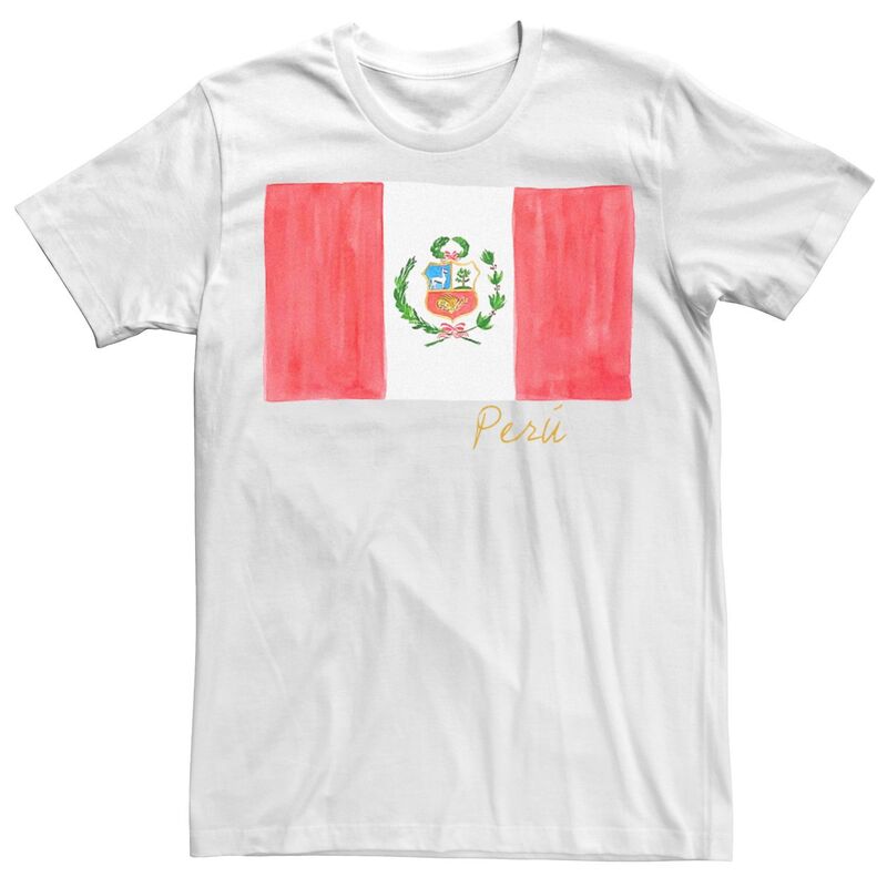 アニメキャラクター レディース トップス Tシャツ Licensed Character Men HHM Peru Flag Watercolor Tee White ホワイト