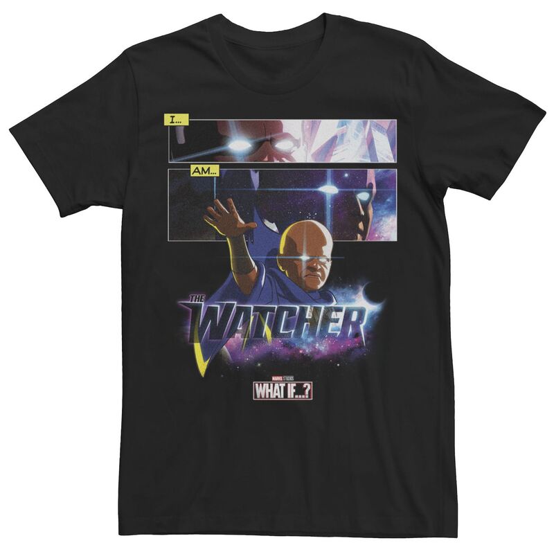 アニメキャラクター レディース トップス Tシャツ Licensed Character Men Marvel What If The Watcher Panel Poster Tee Black ブラック