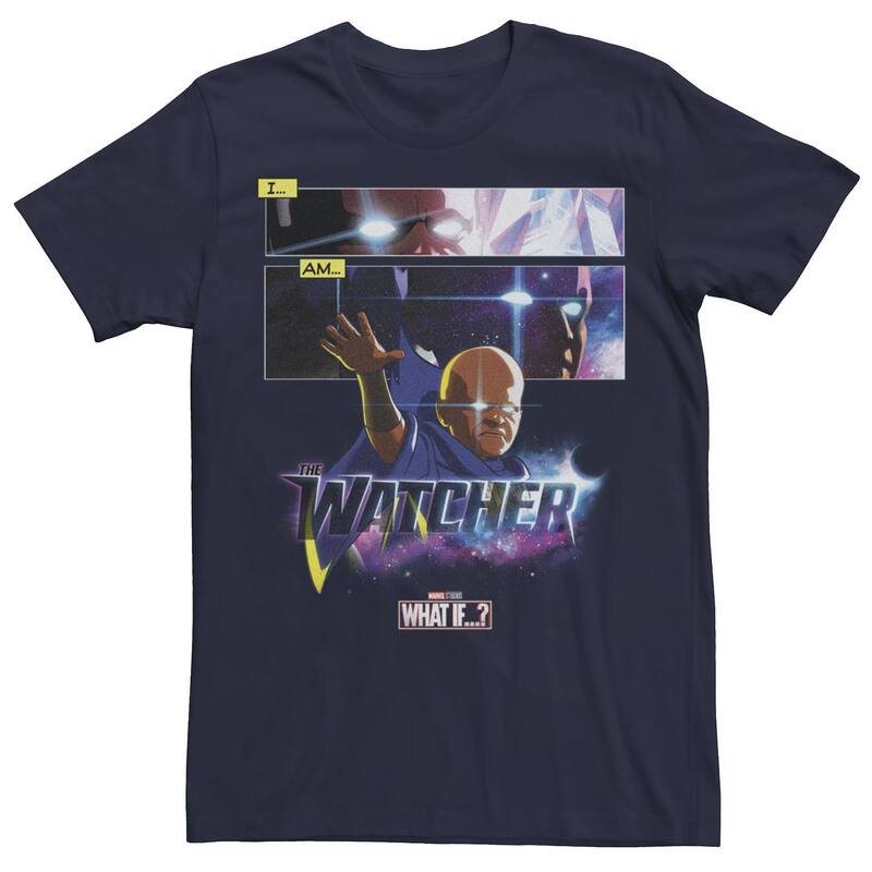 アニメキャラクター レディース トップス Tシャツ Licensed Character Men Marvel What If The Watcher Panel Poster Tee Navy ネイビー