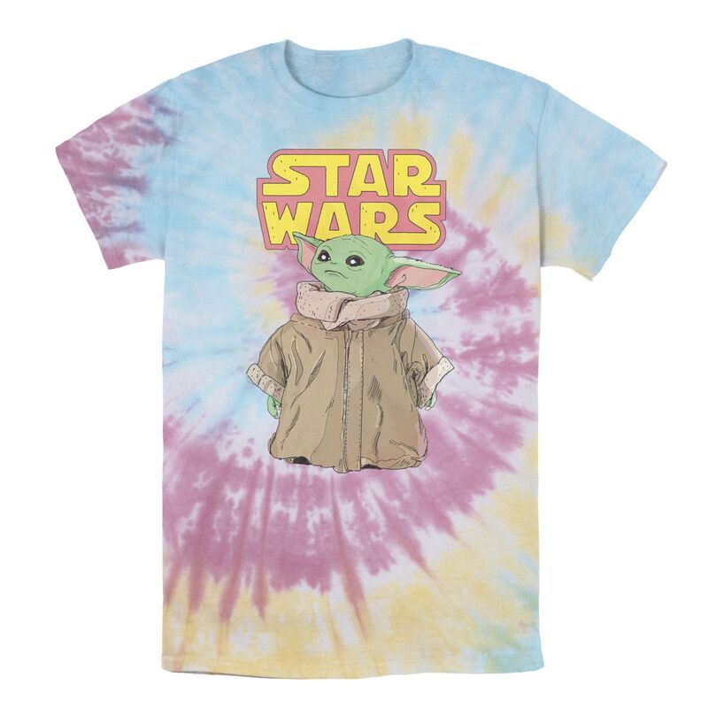 アニメキャラクター レディース トップス Tシャツ ロゴ Licensed Character Men'star Wars The Mandalorian The Child Cute Stare Logo Tee Blue Pink Light Yellow ブルー｜ReVida 店