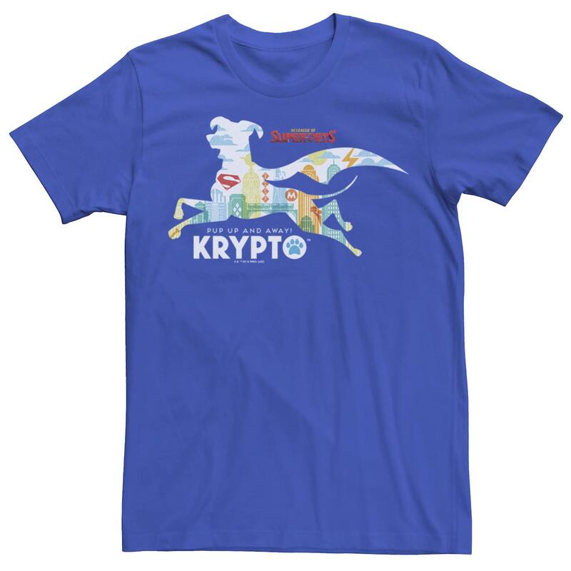 アニメキャラクター レディース トップス Tシャツ ロゴ Licensed Character Men DC Super Pets Krypto Logo Tee Royal