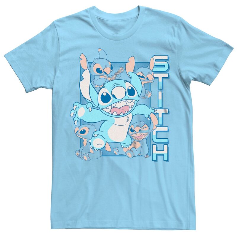 ディズニー レディース トップス Tシャツ Men Disney Lilo \u0026 Sitch Stich Many Moods and Faces Tee Light Blue ブルー