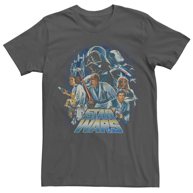アニメキャラクター レディース トップス Tシャツ Licensed Character Mentar Wars Classics A New Hope Poster Tee Charcoal チャコール