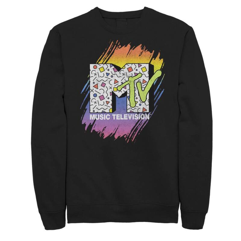 アニメ文字記号 レディース トップス プルオーバー スウェットール ロゴタイプ Licensed Character Big \u0026 Tall MTV Music Television Gradient Paint Swipe Logo Sweatshirt Black 黒いこと