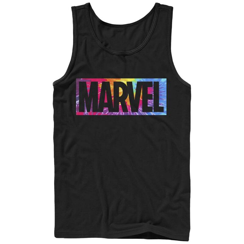 マーベル レディース トップス Tシャツ ロゴ グラフィック Men Marvelogo Tie Dye Graphic Tank Top Black ブラック