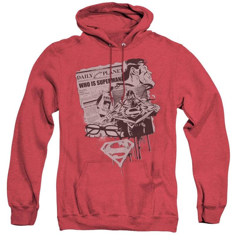 アニメキャラクター レディース アウター ニット・セーター パーカー Licensed Character Superman Identity Adult Heather Hoodie Red レッド｜ReVida 店
