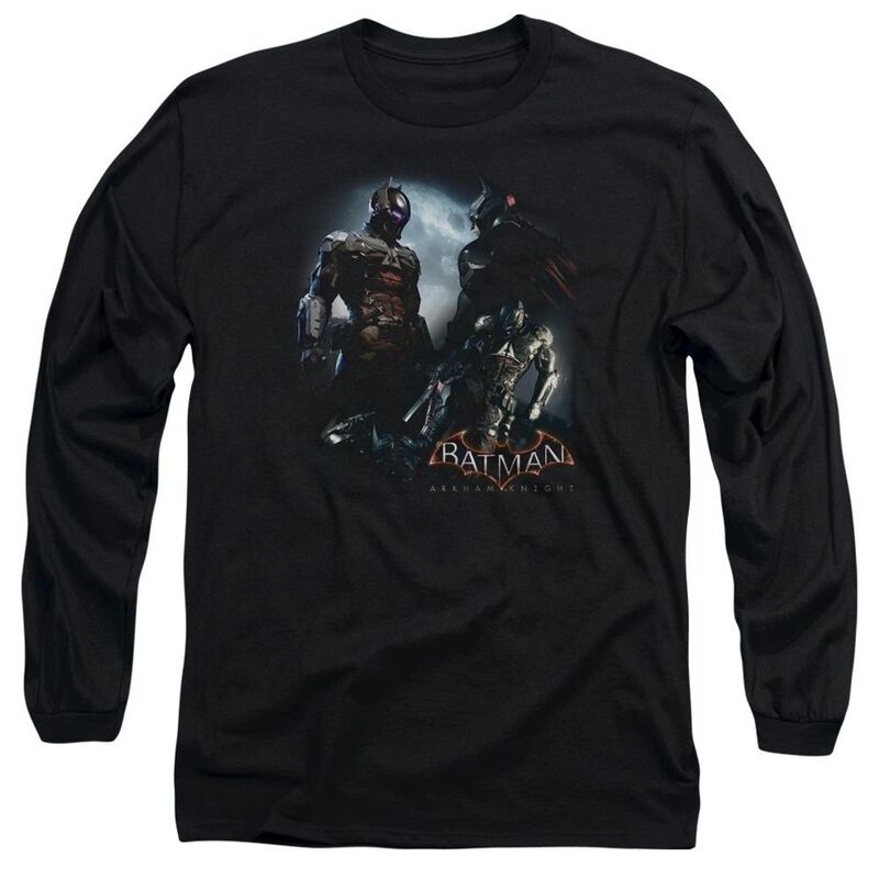 アニメ文字記号 レディース トップス プルオーバー Licensed Character Batman Arkham Knight Face Off Long Sleeve Adult-shirt Black 黒いこと