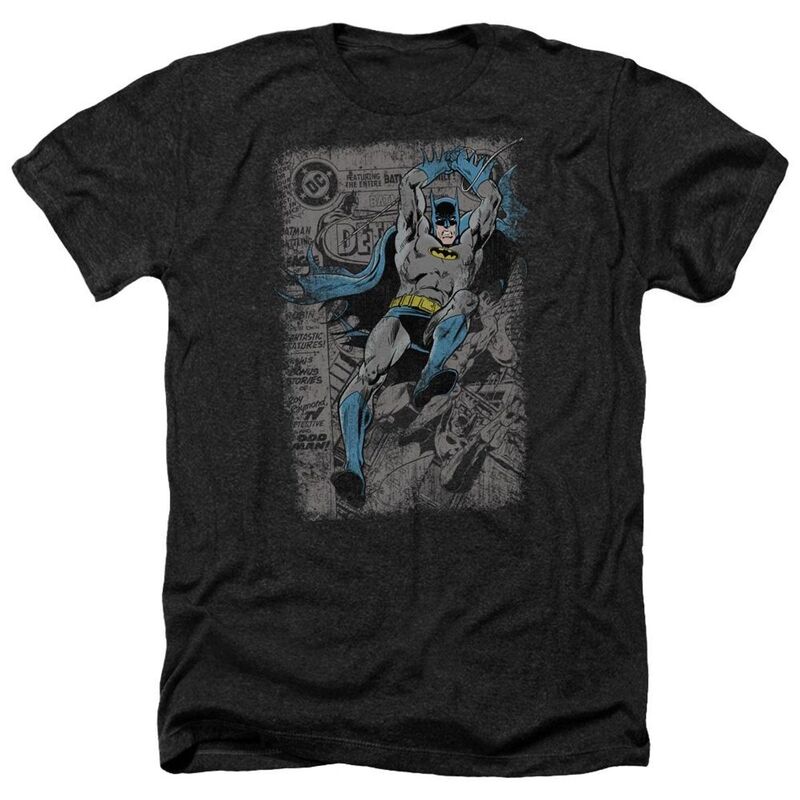 アニメ文字記号 レディース トップス ティーシャツ Licensed Character Batman Detective 487 Distress Adult Heather T-shirt Black 黒いこと トップス-レディースファッション-Tシャツ・カットソー