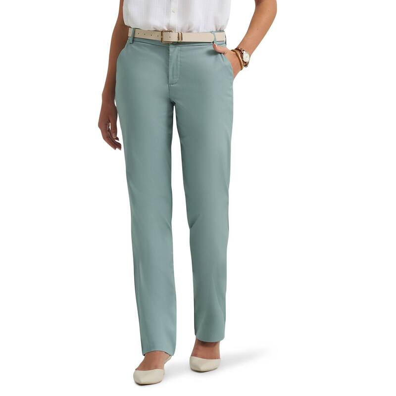 リー レディース ボトムス カジュアルパンツ リラックスフィット Women's Lee Wrinkle-Free Relaxed Fit Straight-Leg Pants Desert Sage セージ|ReVida 店