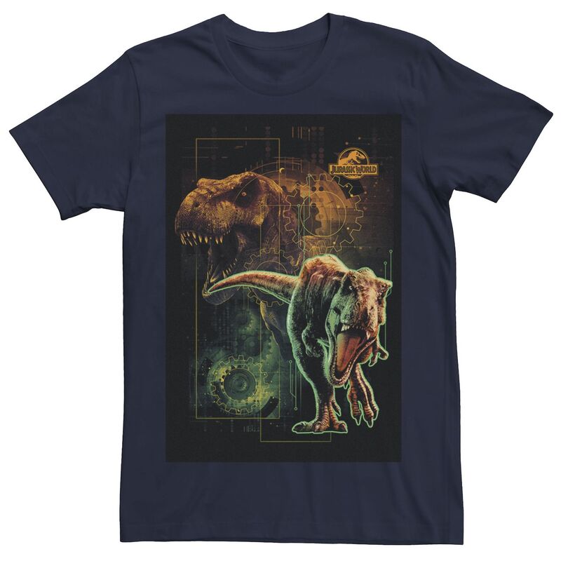 アニメキャラクター レディース トップス Tシャツ Licensed Character Men Jurassic World Two T-Rex Tech Schematic Tee Navy ネイビー