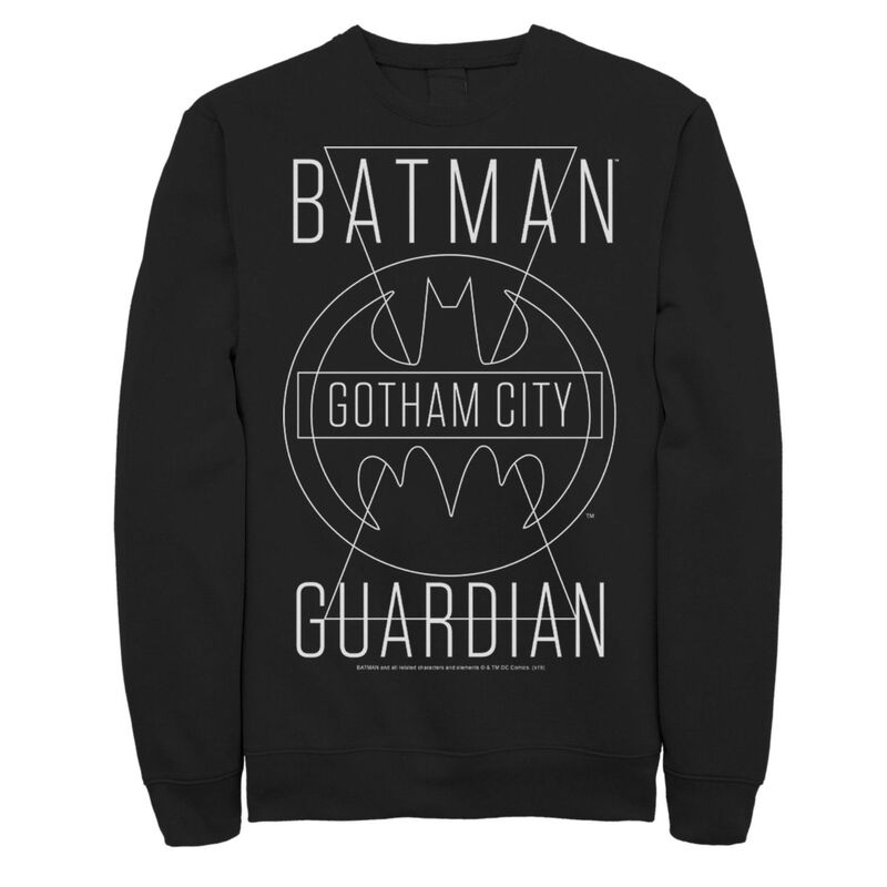 アニメ文字記号 レディース トップス ティーシャツ 流汗 Licensed Character Men\u0027s DComics Batman Gotham City Guardian Text Poster Sweatshirt Black 黒いこと Tシャツ・カットソー-レディースファッション-トップス