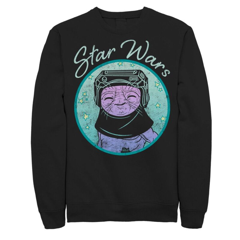 はやりっ子 ウォーズ レディース トップス ティーシャツ フリース Men\u0027star Wars: The Rise Of Skywalker Babu Frik Pastel Stars Fleece Black 黒いこと レディースファッション-トップス-Tシャツ・カットソー